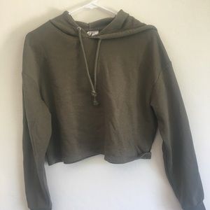 Cropped Army Green Hoodie
